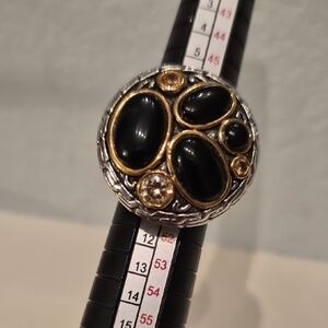 Two-Tone Statement Ring  Onxy/ Citrine color